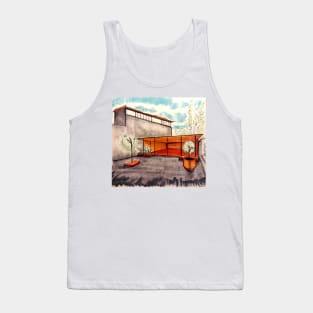 hub living room architectural sketch in mexican landscape loft Tank Top